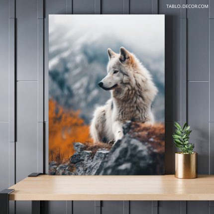تابلو دکوراتیو حیوانات گرگ ساکت silent wolf