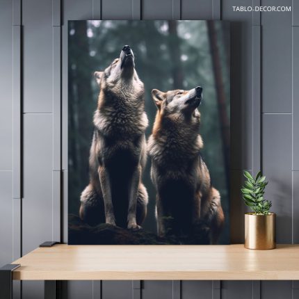 تابلو دکوراتیو حیوانات زوزه گرگ Wolf howling
