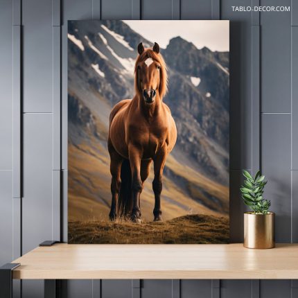 تابلو دکوراتیو حیوانات اسب قهوه ای رنگ brown horse