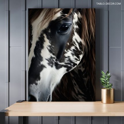 تابلو دکوراتیو حیوانات اسب سفید مشکی black white horse
