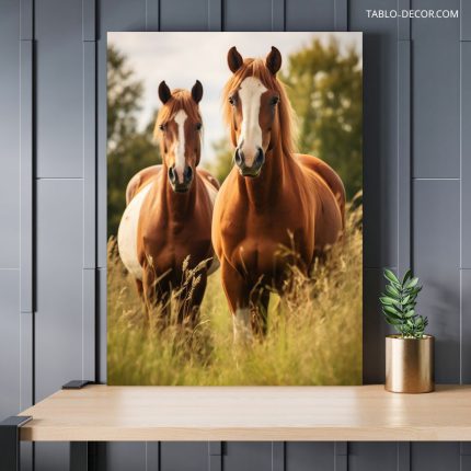 تابلو دکوراتیو حیوانات اسب های قهوه ای Brown horses