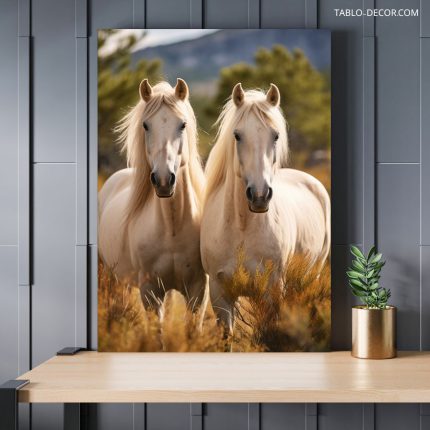 تابلو دکوراتیو حیوانات اسب های سفید White horses