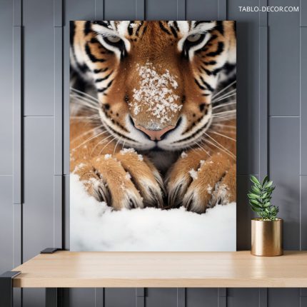 تابلو دکوراتیو حیوانات ببر در برف Tiger in the snow