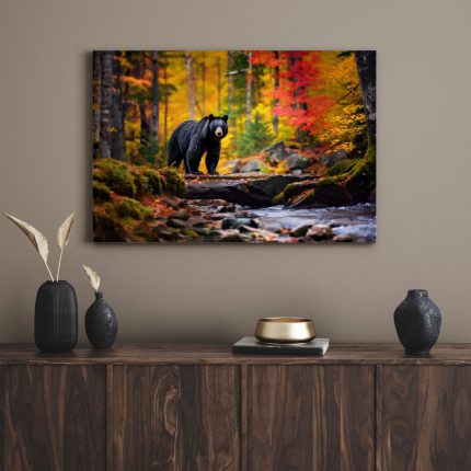 تابلو دکوراتیو حیوانات خرس در جنگل زیبا Bear in the beautiful forest