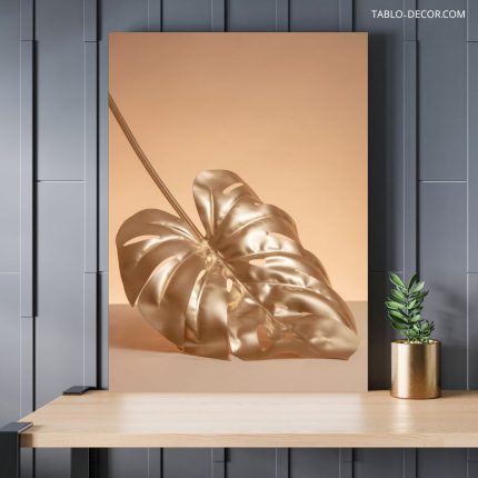 تابلو دکوراتیو مدرن برگ طلایی golden leaf