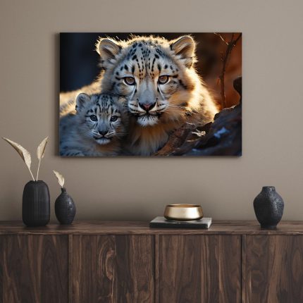 تابلو دکوراتیو حیوانات یوزپلنگ و بچه یوزپلنگ Leopard and baby cheetah