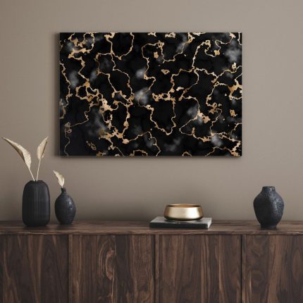 تابلو دکوراتیو مدرن ماربل مشکی رنگ Black marble