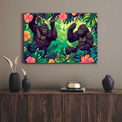 تابلو دکوراتیو حیوانات میمون در جنگل Monkey in the forest