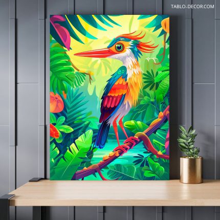 تابلو دکوراتیو حیوانات پرنده رنگارنگ colorful bird