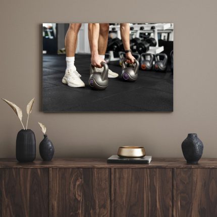 تابلو دکوراتیو ورزشی دمبل در باشگاه Dumbbells in the gym