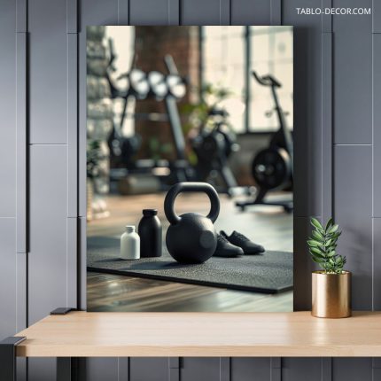 تابلو دکوراتیو ورزشی دمبل سیاه رنگ Black dumbbells