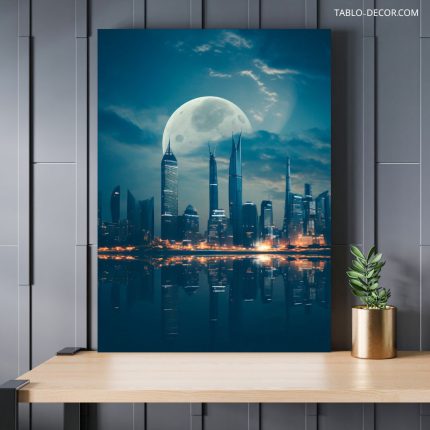 تابلو دکوراتیو مدرن برج ها و ماه زیبا Beautiful towers and moon