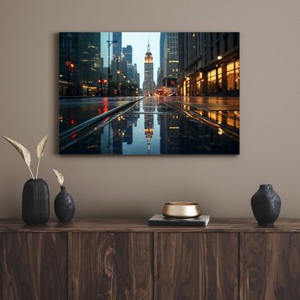 تابلو دکوراتیو مدرن خیابان بارانی rainy street