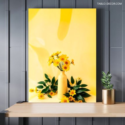 تابلو دکوراتیو مینیمال گل زرد yellow flower