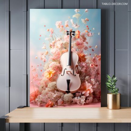 تابلو دکوراتیو مدرن ویولن صورتی Pink violin