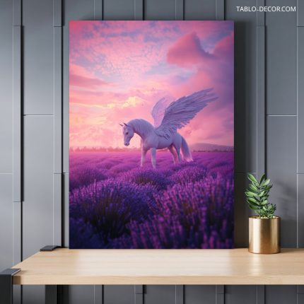 تابلو دکوراتیو فانتزی اسب بالدار صورتی Pink winged horse