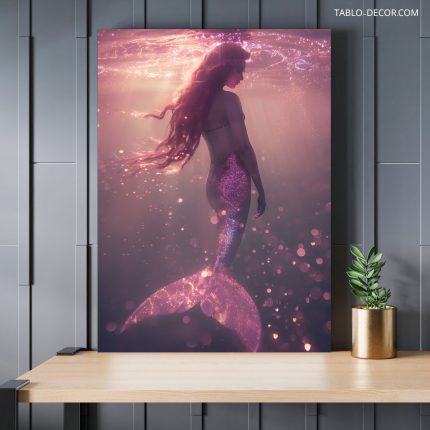 تابلو دکوراتیو فانتزی پری دریایی صورتی pink mermaid