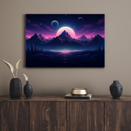 تابلو دکوراتیو فانتزی ماه صورتی pink moon
