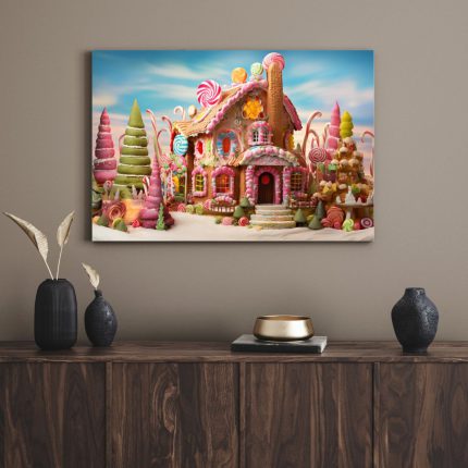 تابلو دکوراتیو فانتزی خانه صورتی pink house