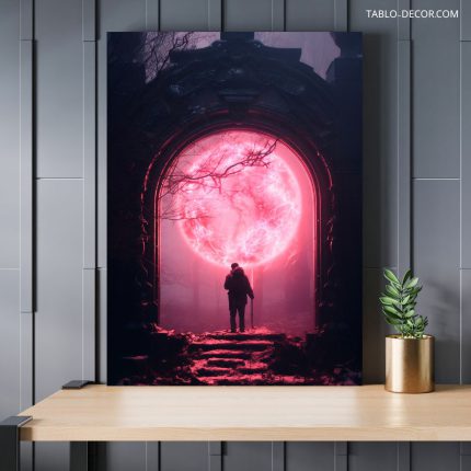 تابلو دکوراتیو فانتزی ماه صورتی pink moon