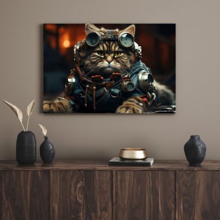 تابلو دکوراتیو حیوانات گربه خشن fierce cat