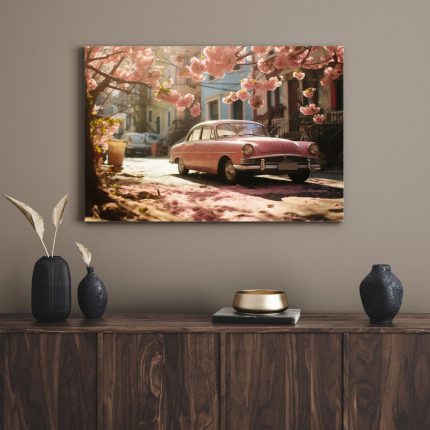 تابلو دکوراتیو فانتزی ماشین صورتی pink car