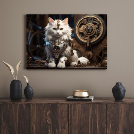 تابلو دکوراتیو حیوانات گربه سفید white cat