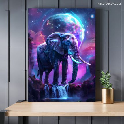 تابلو دکوراتیو حیوانات فیل و ماه The elephant and the moon