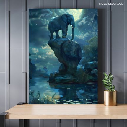 تابلو دکوراتیو حیوانات فیل روی سنگ Elephant on the rock