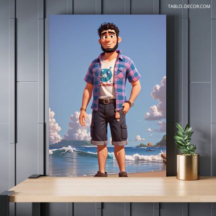 تابلو دکوراتیو کارتونی مردی با شلوارک A man in shorts