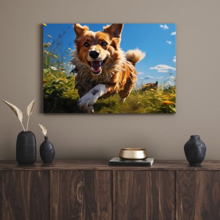 تابلو سگ بازیگوش playful dog