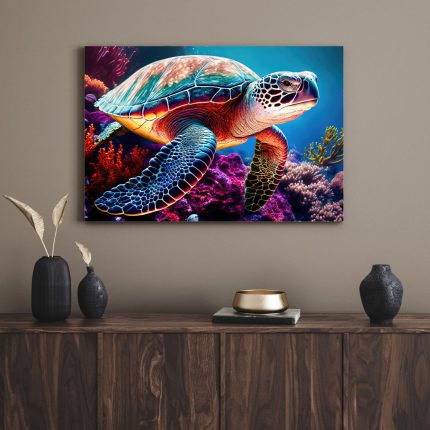 تابلو لاک پشت در زیر دریا Turtle under the sea