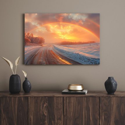 تابلو دکوراتیو برف و طلوع آفتاب Snow and sunrise