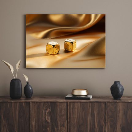 تابلو تاس طلایی رنگ Golden dice