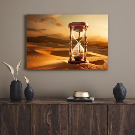 تابلو دکوراتیو ساعت شنی در کویر Hourglass in the desert