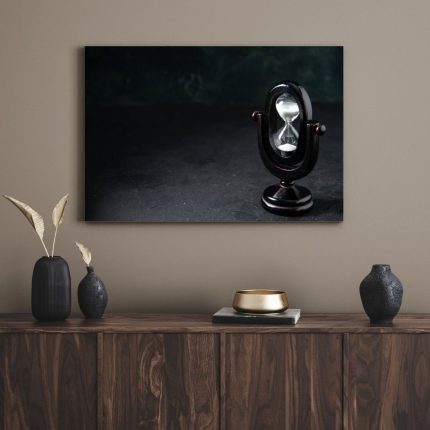 تابلو دکوراتیو ساعت شنی سیاه و سفید Black and white hourglass