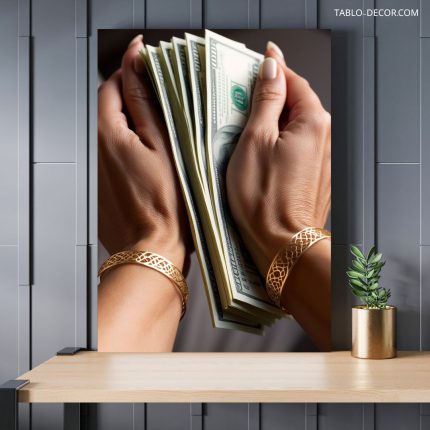 تابلو دلار در دستان دختر Dollars in the hands of the girl