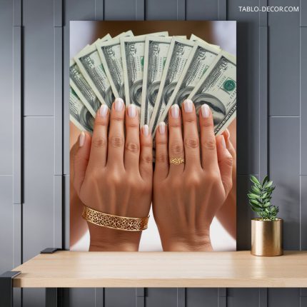 تابلو دلار در دستان دختر Dollars in the hands of the girl