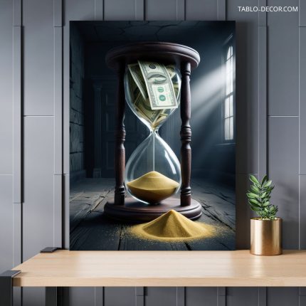 تابلو دلار و ساعت شنی Dollar and hourglass