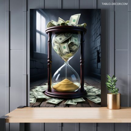 تابلو دلار و ساعت شنی Dollar and hourglass