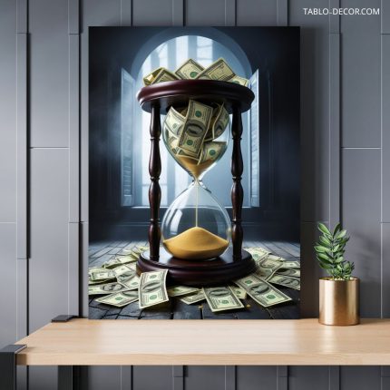 تابلو دلار و ساعت شنی Dollar and hourglass