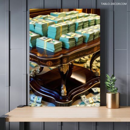 تابلو دلار روی میز Dollars on the table