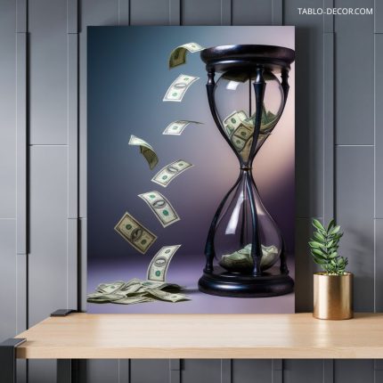 تابلو دلار و ساعت شنی Dollar and hourglass
