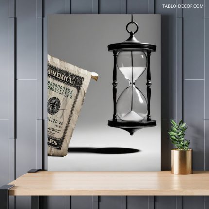 تابلو ساعت شنی و دلار hourglass and dollar