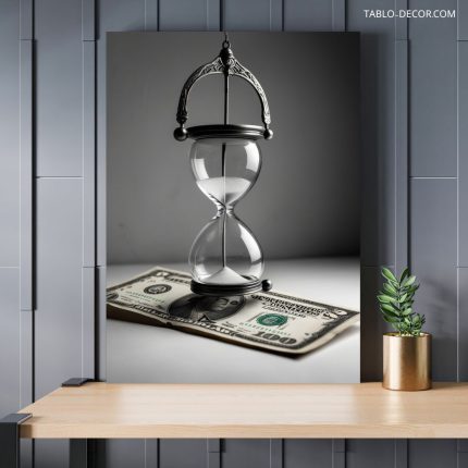 تابلو ساعت شنی و دلار hourglass and dollar