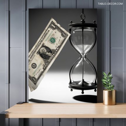 تابلو ساعت شنی و دلار hourglass and dollar