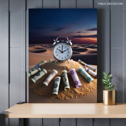 تابلو ساعت و دلار در ساحل Hours and dollars on the beach