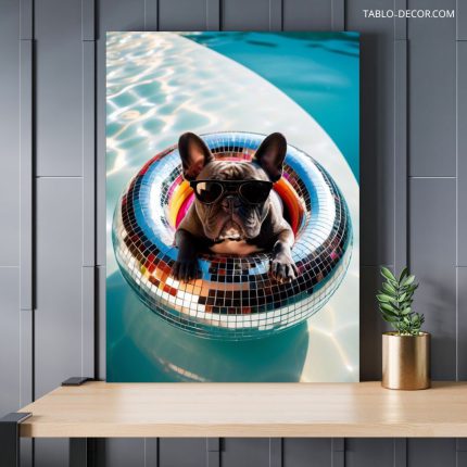 تابلو سگ شناگر swimming dog