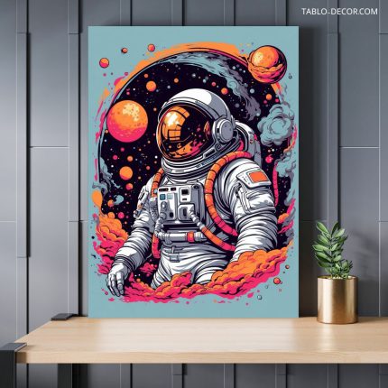تابلو فضانور پر تلاش Hard working astronaut