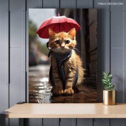 تابلو گربه کوچک و ناراحت Little and sad cat
